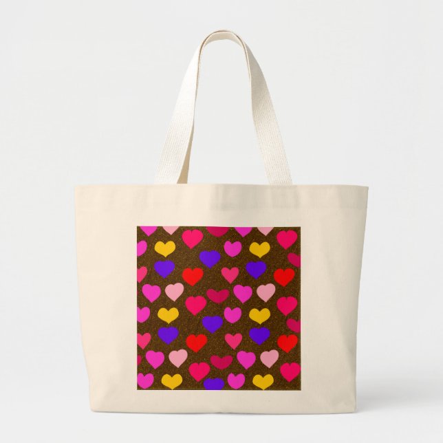 Colorful Fun Hearts for Valentines Large Tote Bag (Front)