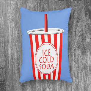 Colorful Fun Ice-Cold Soda To Go Beverage Decorative Cushion