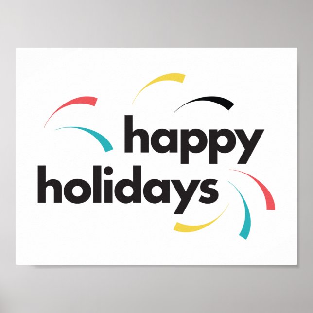 Colorful, fun, modern simple design Happy Holidays Poster (Front)