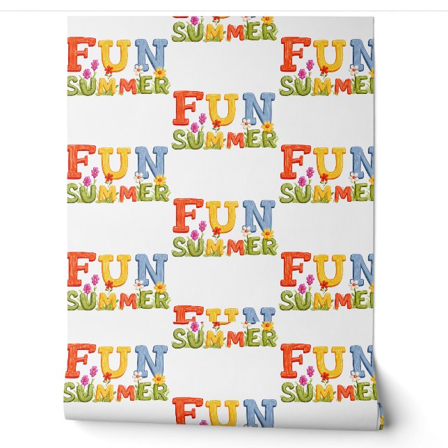 Colorful Fun Summer Text with Flowers  Wallpaper (Unrolling)