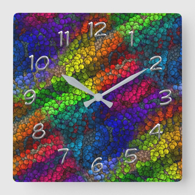 Colorful funky cube pattern Wall Clock (Front)