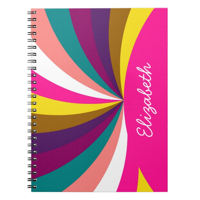 Colorful Funky Stripes Pattern Notebook (Front)