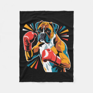 Colorful Funny Boxing Dog Lovers Kickboxing Boxer Fleece Blanket