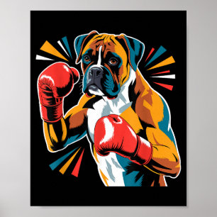 Colorful Funny Boxing Dog Lovers Kickboxing Boxer Poster