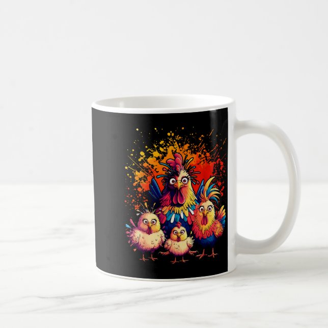 Colorful Funny Chicken Art  Coffee Mug (Right)