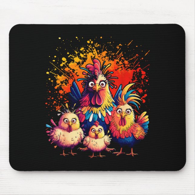 Colorful Funny Chicken Art  Mouse Mat (Front)