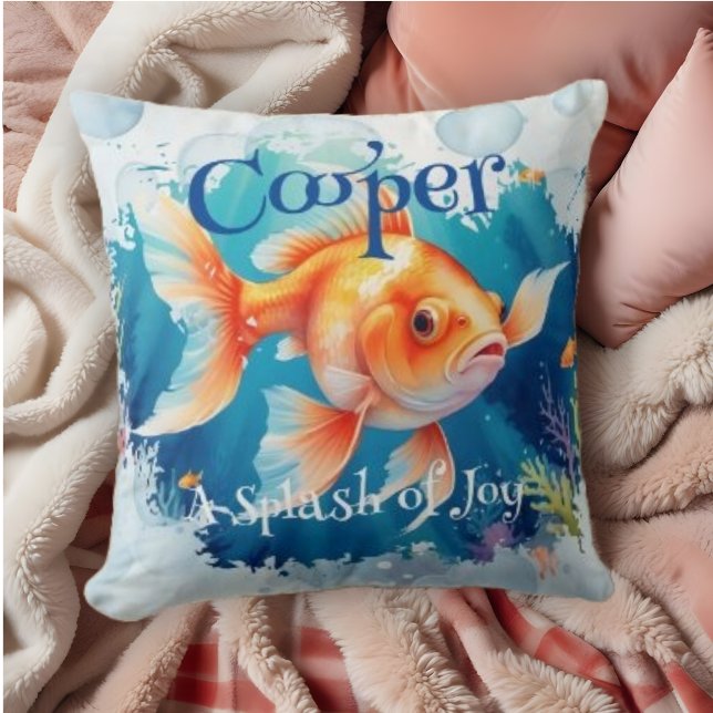 Colorful Funny Goldenfish Pet Fans  Cushion (Celebrate your love for pet goldfish with our Colorful Funny Goldfish Pet Fans Throw Pillow.)