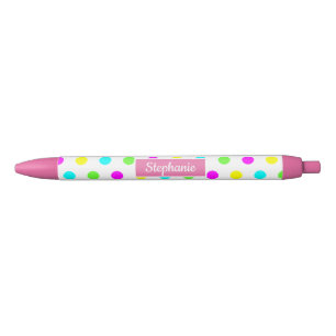 Colorful Funny Polka Dots Personalized Girly Name  Blue Ink Pen