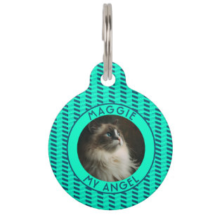 Colorful Fur Dad Gift Chevron Symmetry Pet Tag