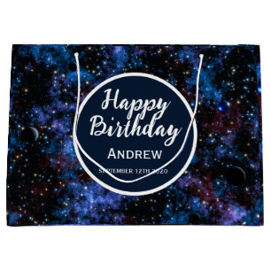 Colorful galaxies, stars and planets large gift bag
