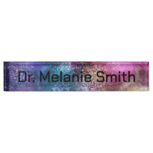 Colorful Galaxy Pattern Nameplate