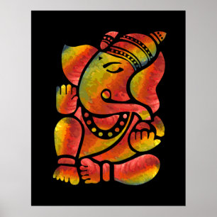 Colorful Ganesha Painting Poster