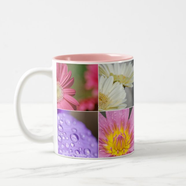 Colorful Garden Blooms & Flowers collage Two-Tone Coffee Mug (Left)