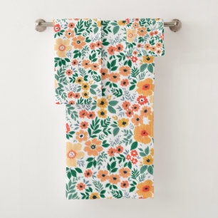 Colorful Garden Bouquet Pattern Bath Towel Set