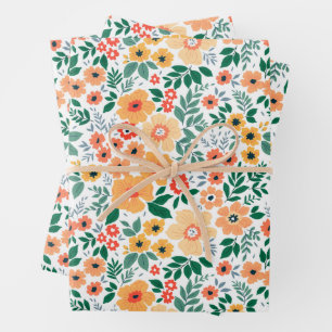 Colorful Garden Bouquet Pattern Wrapping Paper Sheet