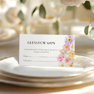 Colorful Garden Bridal Shower Guess How Many Game Enclosure Card