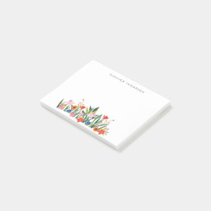 Colorful Garden Floral Personalized Stationery Post-it Notes
