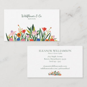 Colorful Garden Floral Wildflower Florist Design  Business Card