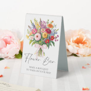 Colorful Garden Flowers Pink Bow Make Bouquet Bar