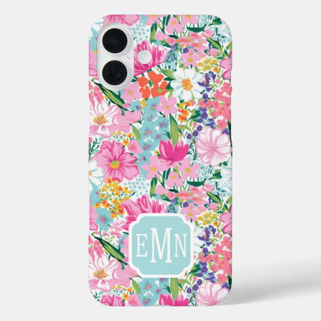 Colorful Garden Monogrammed Case-Mate iPhone Case (Back)