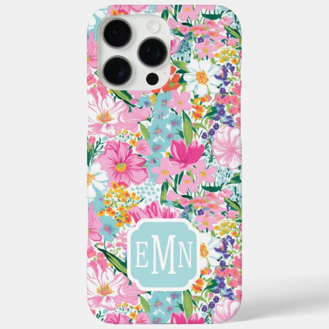 Colorful Garden Monogrammed Case-Mate iPhone Case (Back)