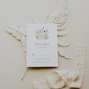 Colorful Garden wildflower RSVP Card