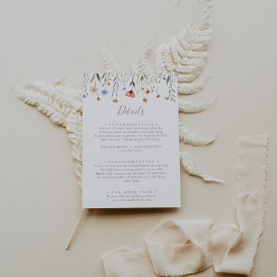 Colorful Garden wildflower Wedding Details Enclosure Card