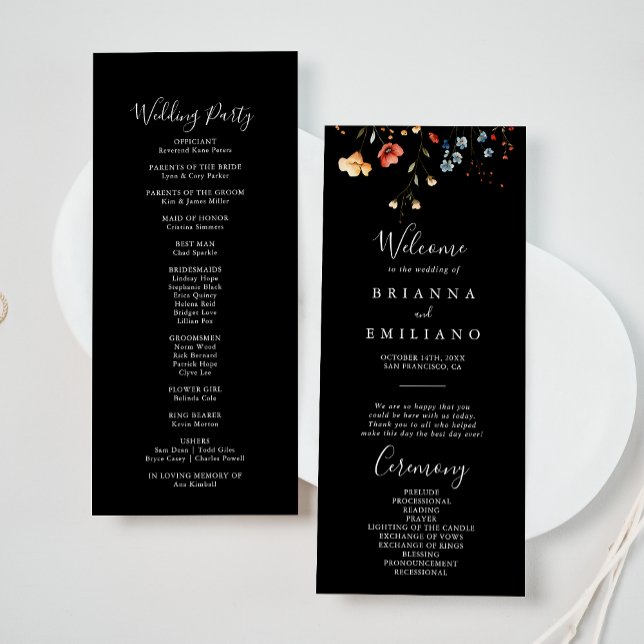 Colorful Garden wildflower Wedding Program Programme (Creator Uploaded)