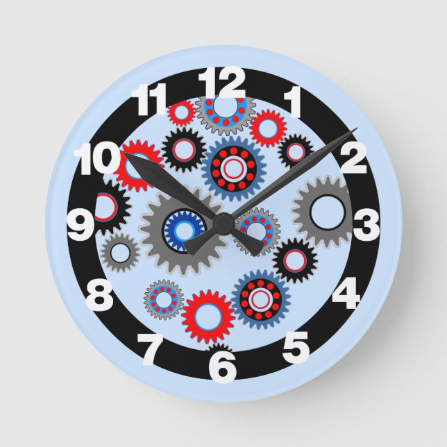 Colorful Gears Round Clock (Front)