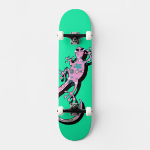 Colorful Gecko Illustration Cute Minimal Lizard Skateboard