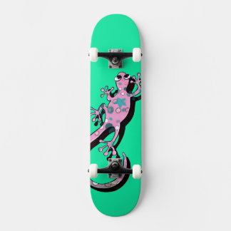Colorful Gecko Illustration | Cute Minimal Lizard Skateboard
