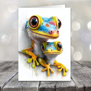 Colorful Geckos Father's Day Holiday Card
