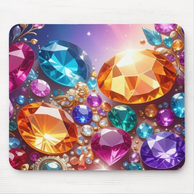 Colorful Gems & Jewels Mouse Mat (Front)