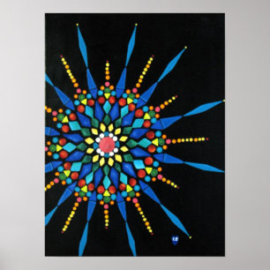 Colorful Gemstone Mosaic Painting Posters
