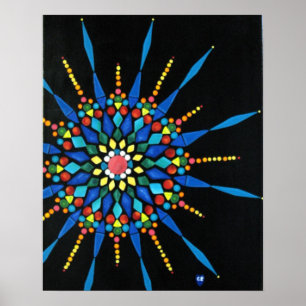 Colorful Gemstone Mosaic Painting Posters