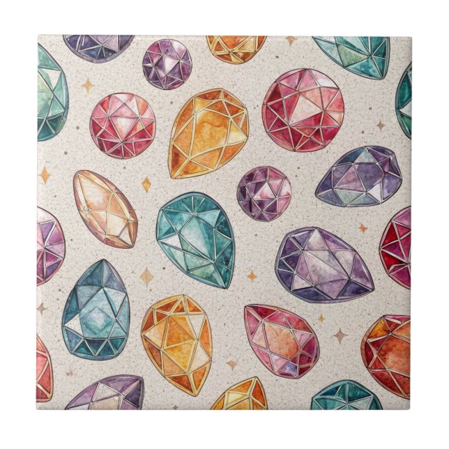 Colorful Gemstone Pattern (1) Tile (Front)