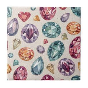 Colorful Gemstone Pattern (2) Tile