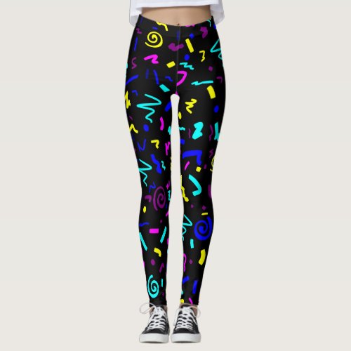 Max Out - abstract memphis minimal colorful neon bright happy shapes  geometric 1980s 80s retro Leggings