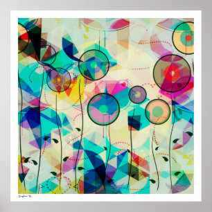 Colorful Geometric Abstract Digital Art Poster