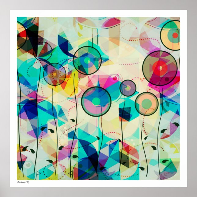 Colorful Geometric Abstract Digital Art Poster (Front)