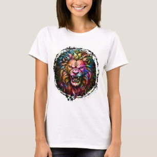 COLORFUL GEOMETRIC ABSTRACT MAJESTIC LION ROAR T-Shirt