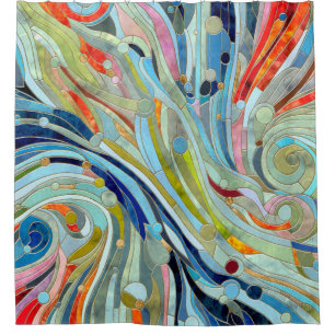 Colorful Geometric Abstract Mosaic Art Shower Curtain