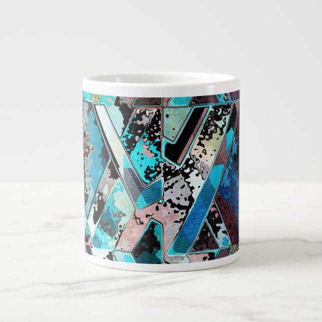 Colorful Geometric Abstract Pattern Large Coffee Mug (Front)