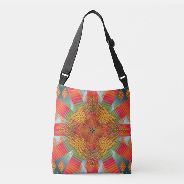 Colorful Geometric Boho Crossbody Tote Bag – Moder (Front)