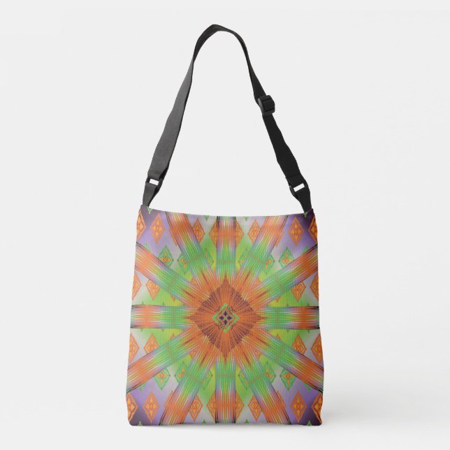 Colorful Geometric Boho Crossbody Tote Bag – Moder (Back)