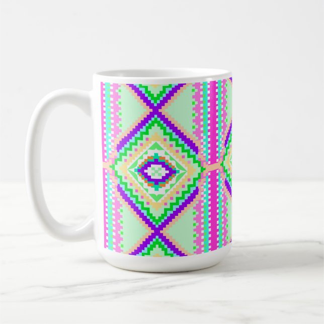 Colorful Geometric Boho Pattern Coffee Mug (Left)