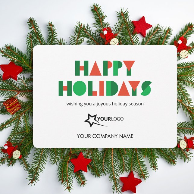Colorful Geometric Custom Logo Business Happy Holiday Card (Creator Uploaded)