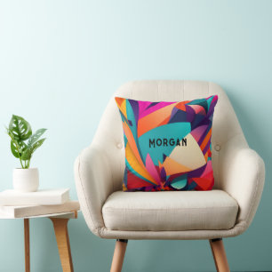 Colorful Geometric Design, Name or Monogram Cushion
