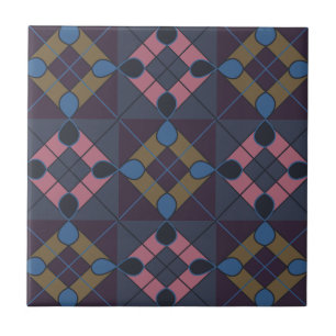 Colorful Geometric Diamond Pattern Tile