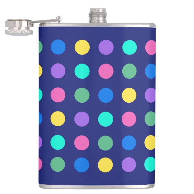 Colorful Geometric Dots Drinkware Design -  Hip Flask (Opened)